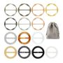 14-PACK Scarf Ring Clips Alloy & Plastic Fasteners With Storage Pouch