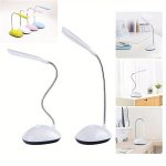 Adjustable LED Desk Lamp Oil Rubbed Finish Flexible Neck Button Switch Tabletop Reading Light For Living Room - Battery Powered