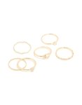 Goldair Gold Plated Diamante Heart Wavy Rings 6-PACK - M l