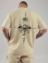 Men's Vintage Compass Print Short Sleeve Crew Neck Casual Sports T-Shirt Polyester Versatile Top For Summer