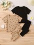 2SETS Girl's Ribbed T-Shirt & Leggings Set Casual Outfits Kids Clothes For Spring Fall