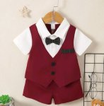 Gentleman Suit Burgandy And White