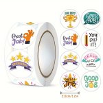 500PCS ROLL Cartoon Cute Good Job You Did It Reward Encourage Stickers 3.0CM 1.2INCH Round Perfect For Learning Rewards Game Gif