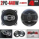 1-PAIR 10.16 Cm 440W 4-WAY Car Hifi Coaxial Speaker With Dust Cover And Audio Cable Car Door Auto Audio Music Stereo Full Range