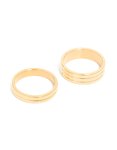 Waterproof Gold Plated Stainless Steel Simple Band Stacking Rings 2-PACK - M l