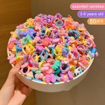 Cartoon Style Hair Ties For Kids 50PCS - Resin Elastic Hair Bands For Girls Aged 3-14 Non-damage High Stretch Hair Accessories