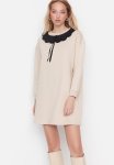 Collar Detailed Shift Dress - Beige
