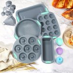 45PCS/SET Silicone Baking Set Nonstick Bakeware Set Baking Cookie Sheets Cake Muffin Bread Pan Loaf Pan Cake Pan Pizza Pan MINI 