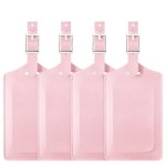 Travelambo 8 Pack Leather Luggage Tags For Suitcases Travel Tag Light Pink