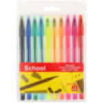 School Assorted Fluorescent Ballpoint Pens 10 Pack 1MM