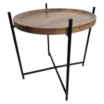Metal And Wood Side Table Round 40CM