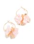 Goldair Gold Beaded Centre Pink Flower Hoop Earrings