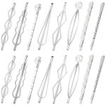 Boyivi 16PCS Hair Pin Geometric Metal Hair Clip Elegant Hair Barrettes Bridal Silver Metal Dainty Embellished Pins For Women And