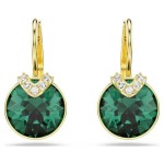 SWAROVSKI Bella V Drop Earrings Round Cut Green Gold-tone Plated