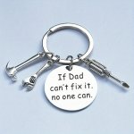 If Dad Can't Fix It No One Can Keychain Stainless Steel Wrench Hammer Screwdriver Tools Key Chain Ring Father's Day Gift For Dad