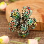 Vintage-style Hair Clip With Floral Pattern Hollow Out Design Alloy Material Suitable For Women 14+ Years Old