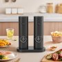 Electric Pepper & Sea Salt Grinder Set - Adjustable Reusable Spice Mill For Kitchen Camping Bbq - Durable Plastic Construction