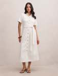 Millie Midi Denim Shirt Dress - 16 Porcelain