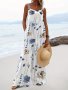 Floral Print Spaghetti Strap Jumpsuit Elegant Sleeveless Wide Leg Jumpsuit For Spring & Summer Women's Clothing