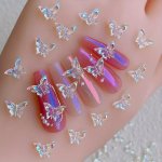 50PCS Resin Aurora Butterfly Nail Charms Nail Rhinestones Nail Art Supplies For Women And Girls Nail Art Jewelry