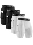 4PCS Men's Sports Skinny Long Boxer Briefs Shorts Breathable Comfy Quick Drying Stretchy Boxer Trunks Sports Trunks Swim Trunks