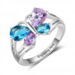 N2030 - Personalized Names & Birthstones 925 Sterling Silver Ring
