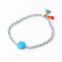 Goldair Gold & Aqua Beaded Bracelet - Aqua Calcite