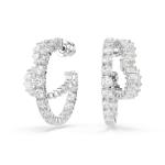 SWAROVSKI Matrix Hoop Earrings Mixed Cuts Heart White Rhodium Plated