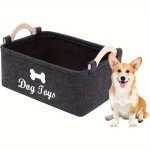 1PC Felt Pet Toy Box Dog Toy Box Storage Basket Chest Organizer For Organizing Pet Toys Blankets Leashes And Food