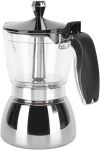 6 Cup Stainless Steel Moka Pot With Glass Top For Stovetop Coffee