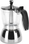 6 Cup Stainless Steel Moka Pot With Glass Top For Stovetop Coffee