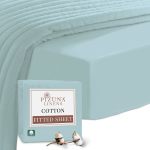 King Size Fitted Bed Sheets Baby Blue 100% Cotton Luxury 400 Thread Count Sateen Weave Fitted Bedsheets King Size 180X200 Cm Fit