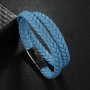 1PC Huanming Multi-circle Pu Leather Braided Bracelet Simple Fashion Men And Women Couple Magnetic Buckle Bracelet