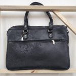 Genuine Leather Laptop Bag Floral Black 11 14