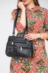 Women’s Black Handbag With Multiple Compartments Over-the-shoulder Purse In Pu Leather