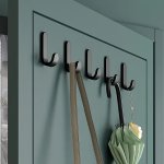 6PCS Boho J-shaped Adhesive Hooks - Strong No-drill Wall & Door Hangers For Clothes Hats Handbags - Easy Install Storage Solutio