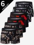 6 Pcs Men's Stylish Contrast Color Letter Print Boxer Briefs Comfy & Antibacterial Classic Underwear Set