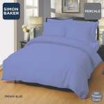 Simon Baker 200 Thread Count Poly 50 COTTON 50 Percale - French Blue Fitted Sheets Standard & XL Various Sizes - Queen Std 152CM