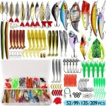 52 99 135 209PCS Fishing Lures Kit Realistic Hard Bait Soft Lure Vib Lure Popper Crank Bait Fishing Accessories For Freshwater A