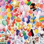 50-PACK Cartoon Balloon Stickers Pvc Self-adhesive Decals For Laptops Guitars Room Decor Waterproof Plastic Surface Compatible S