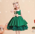 Forest Green Special Occasions Dress With Big Bow