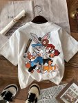 Cartoon Print T-Shirt Short Sleeve Crew Neck Casual Top For Summer & Spring Women's Clothing