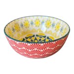 Bowl 13CM - Green Yellow Flowers Red Fans