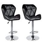 Smte 2 Pcs Modern And Stylish Diamond Padded Kitchen And Bar Stool Black With Keychain