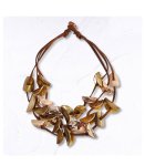 Folded Resin Disc Multi String Necklace - Brown Free
