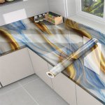 1 Roll Wave Textured Marble Wallpaper Glossy Contact Paper Self-adhesive Removable Pvc Wallpaper Peel & Stick Wallpaper For Kitc