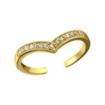 C1115-C21510 - Gold Cz Stones TOE RING Adjustable
