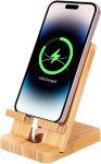 Bamboo Desktop Wood Phone Stand Clamp Holder For All Smartphones Holder