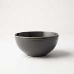 - Embossed Lines Cereal Bowl Choose From 5 Colours - Dark Grey