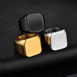 1PC Retro Simple Solid Color Stainless Steel Ring